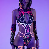 Pyre Stripes Hooded Strappy Bodysuit