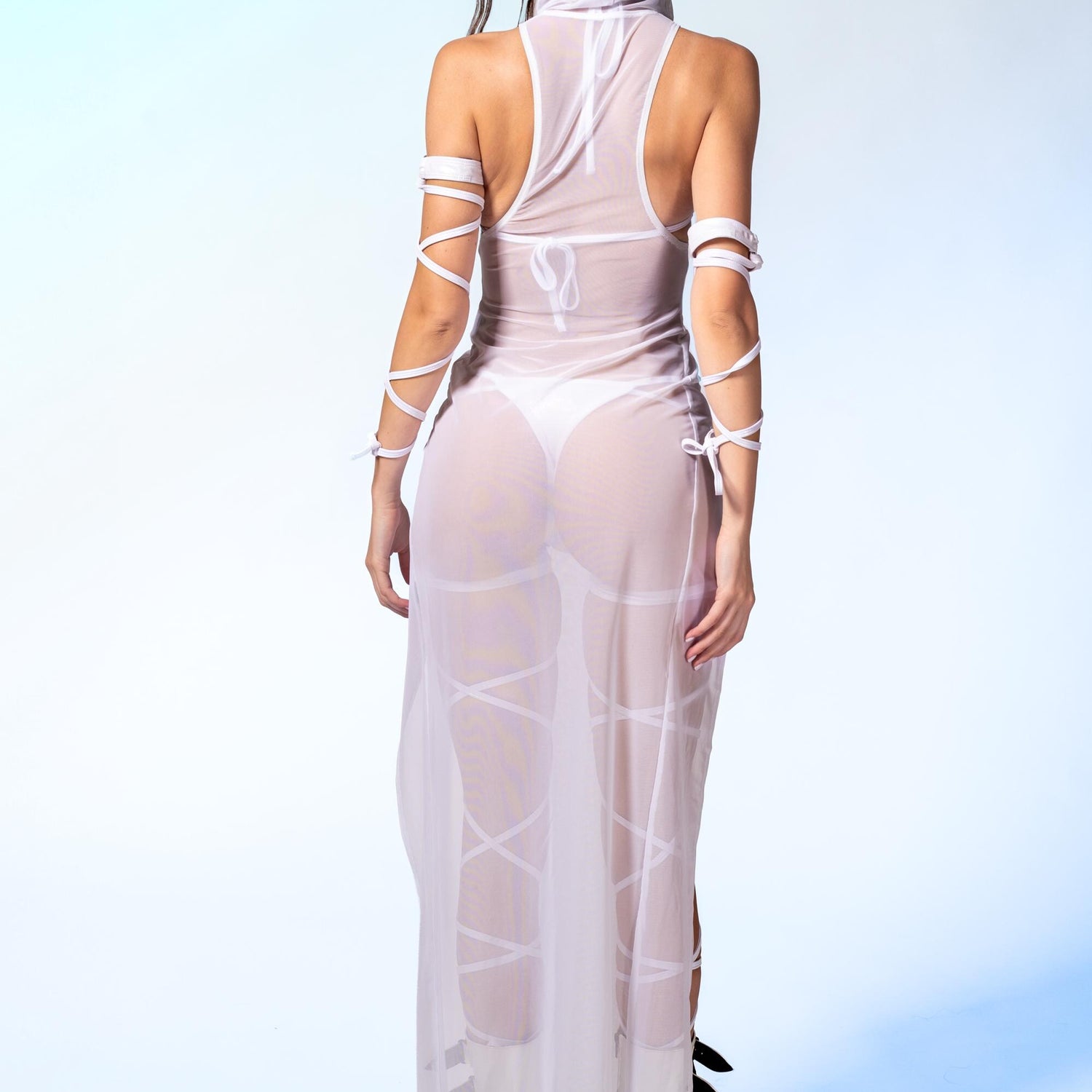 Desert Ghost Mesh Hooded Dress Festival