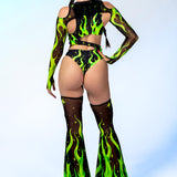 Acid Fire Asymmetrical Cutout Bodysuit