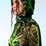 Shock Waves Green Long Hooded Scarf
