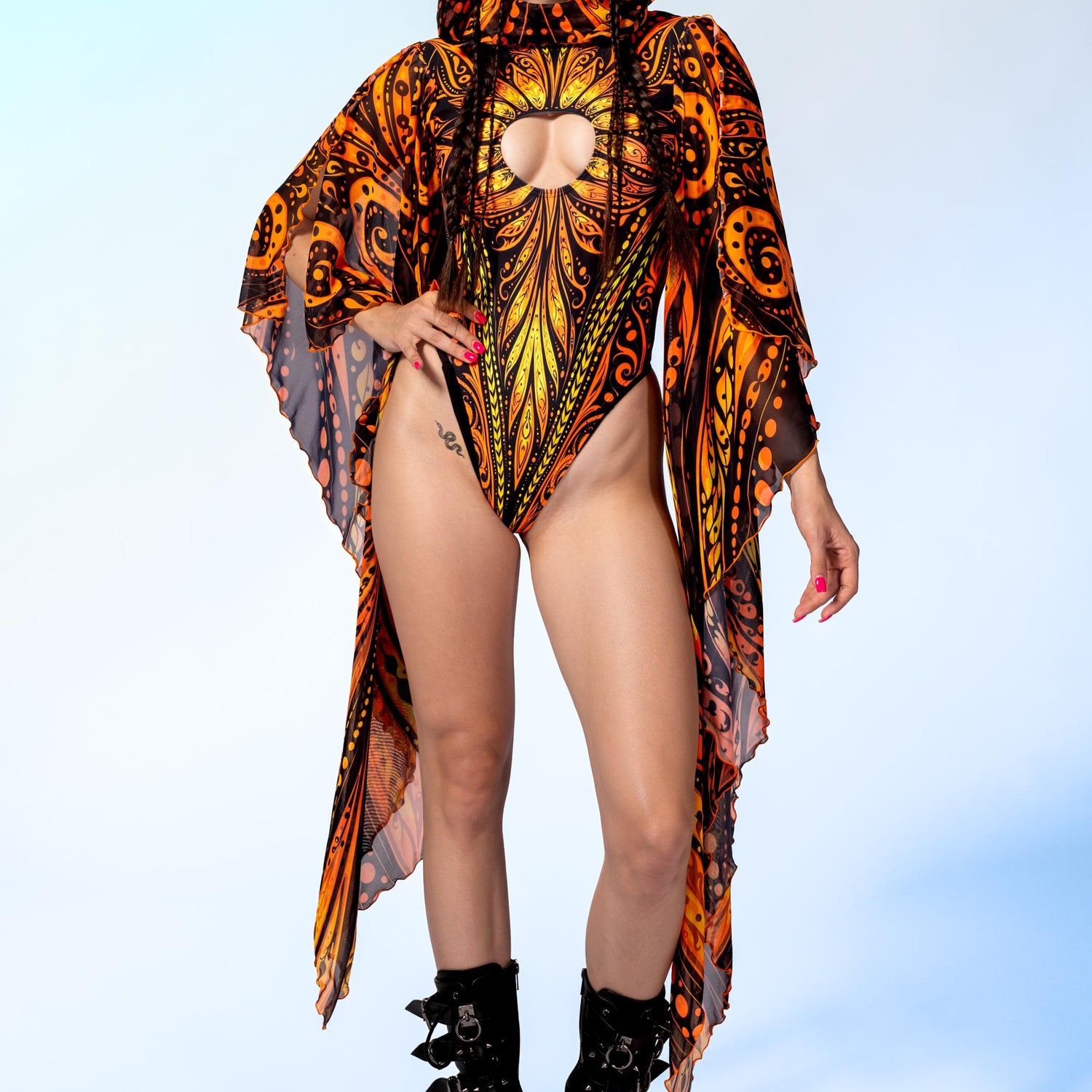 Slowburn Angel Bodysuit Lycra, Mesh, UV Reactive
