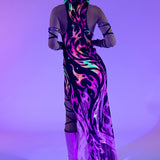 Serpentine Flame Mesh Hooded Dress