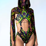 Psychic Garden Cutout Strappy Romper