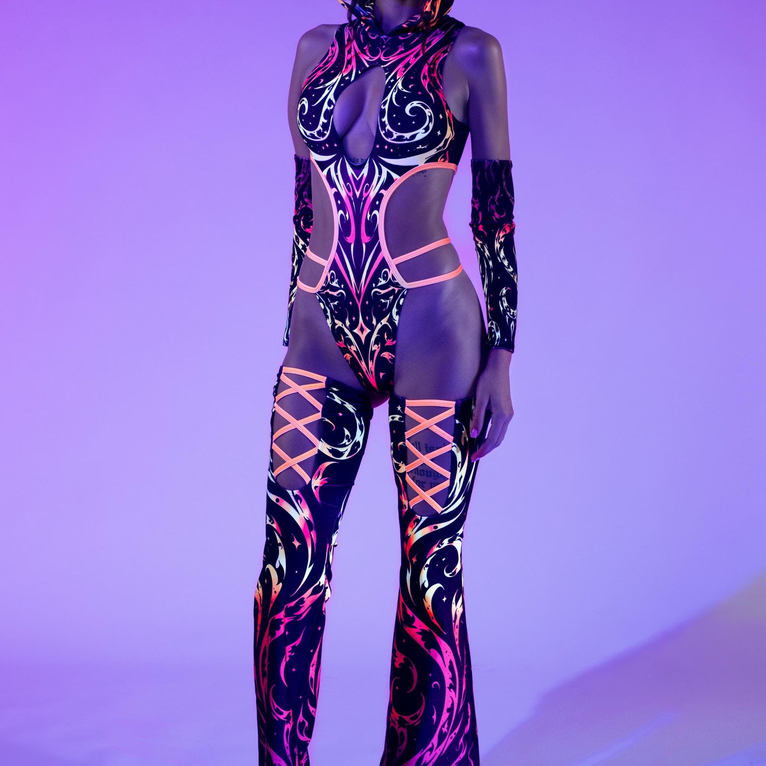 Pyre Stripes Hooded Strappy Bodysuit 8