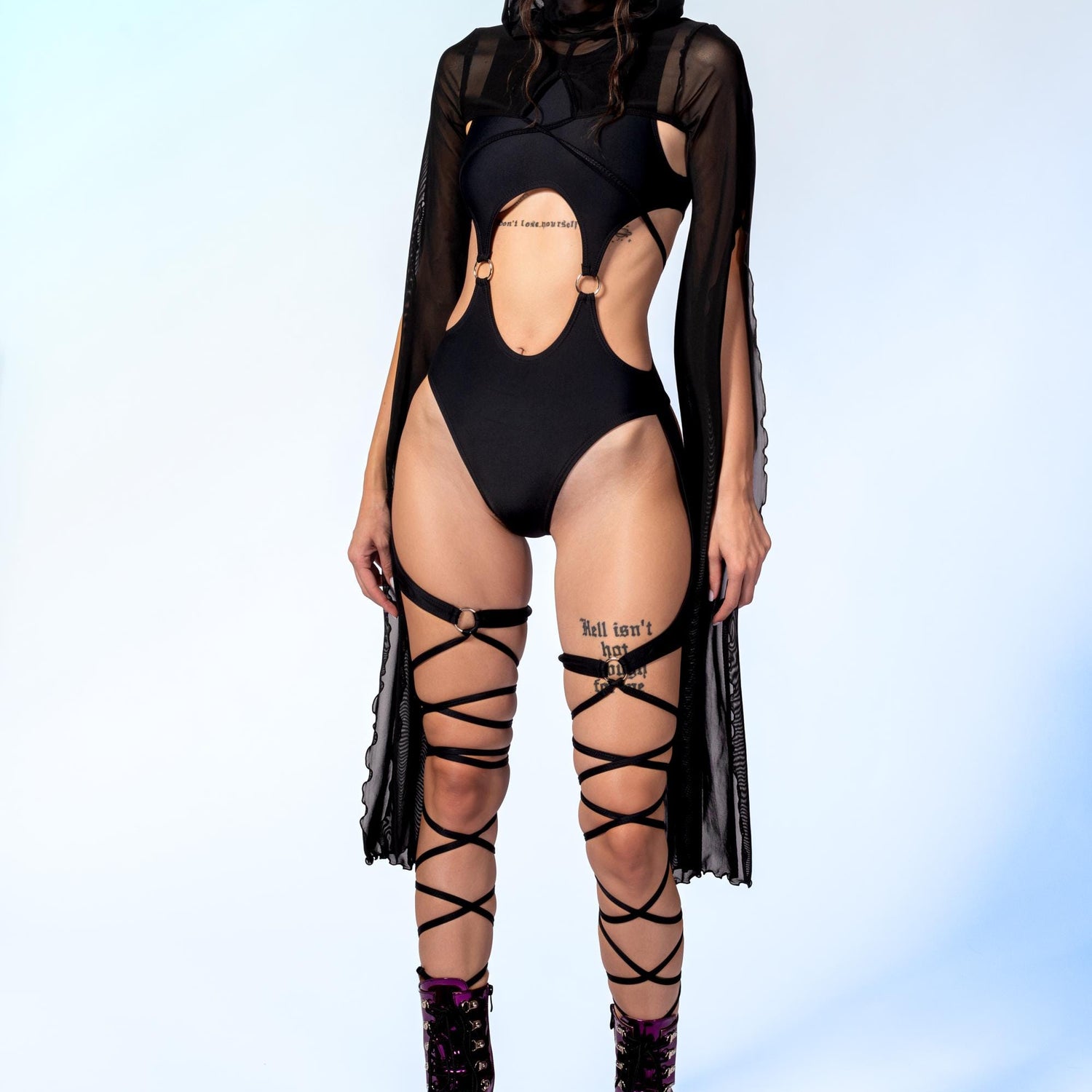 Just Black Cutout Strappy Romper Club, Festival