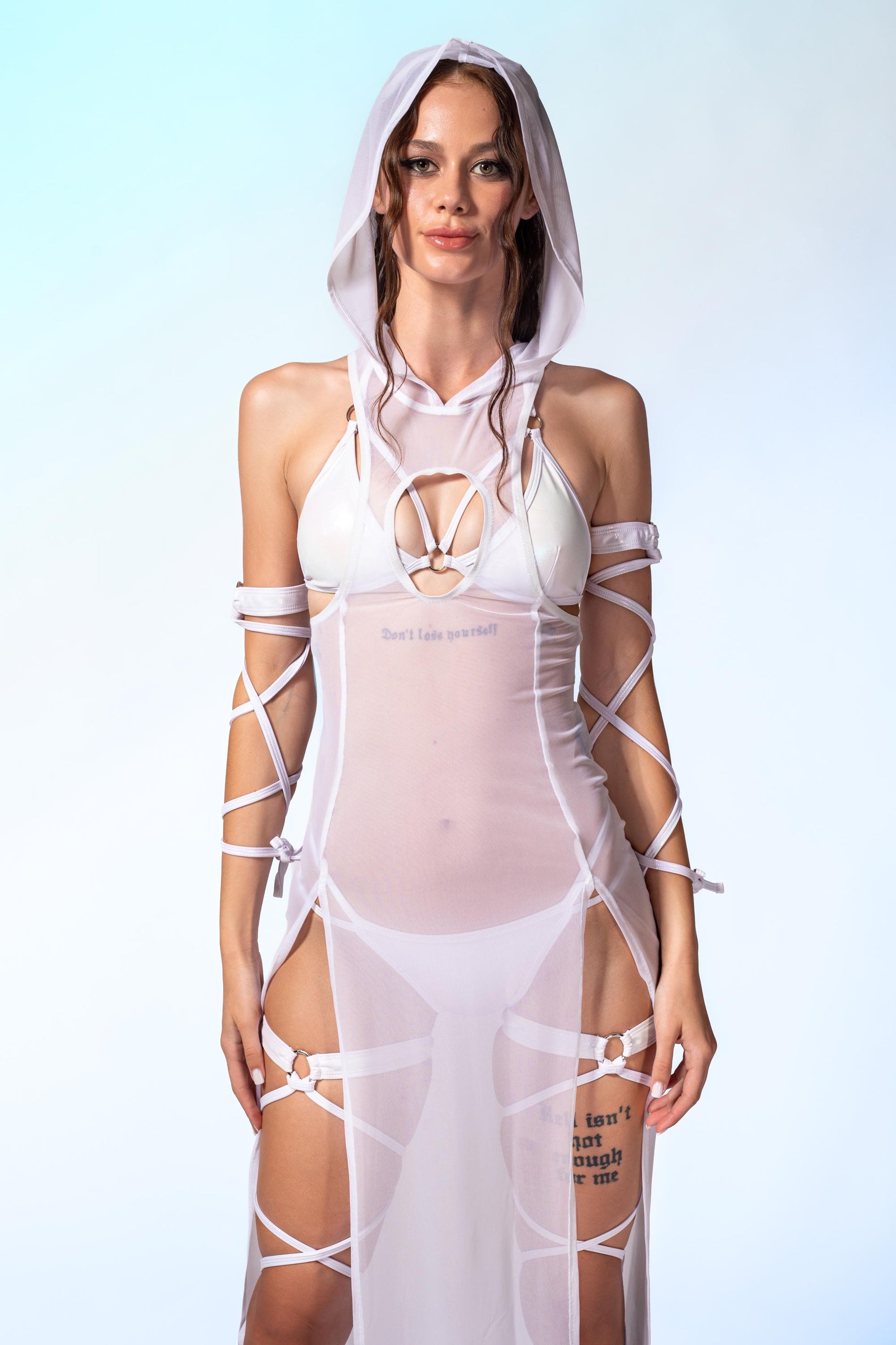 Desert Ghost Mesh Hooded Dress 1