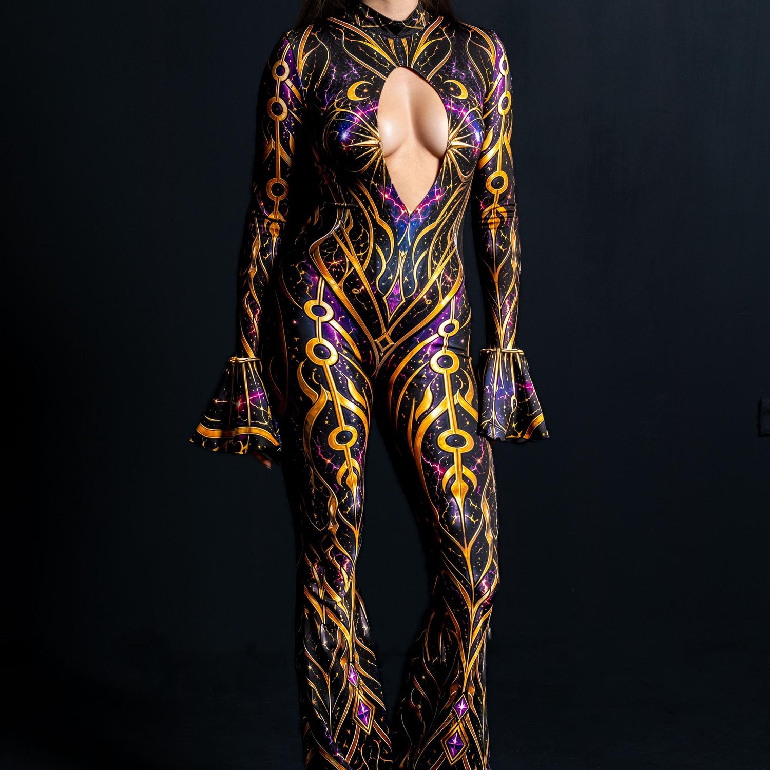 Mystic Supreme Strappy Back Costume Black, Gold