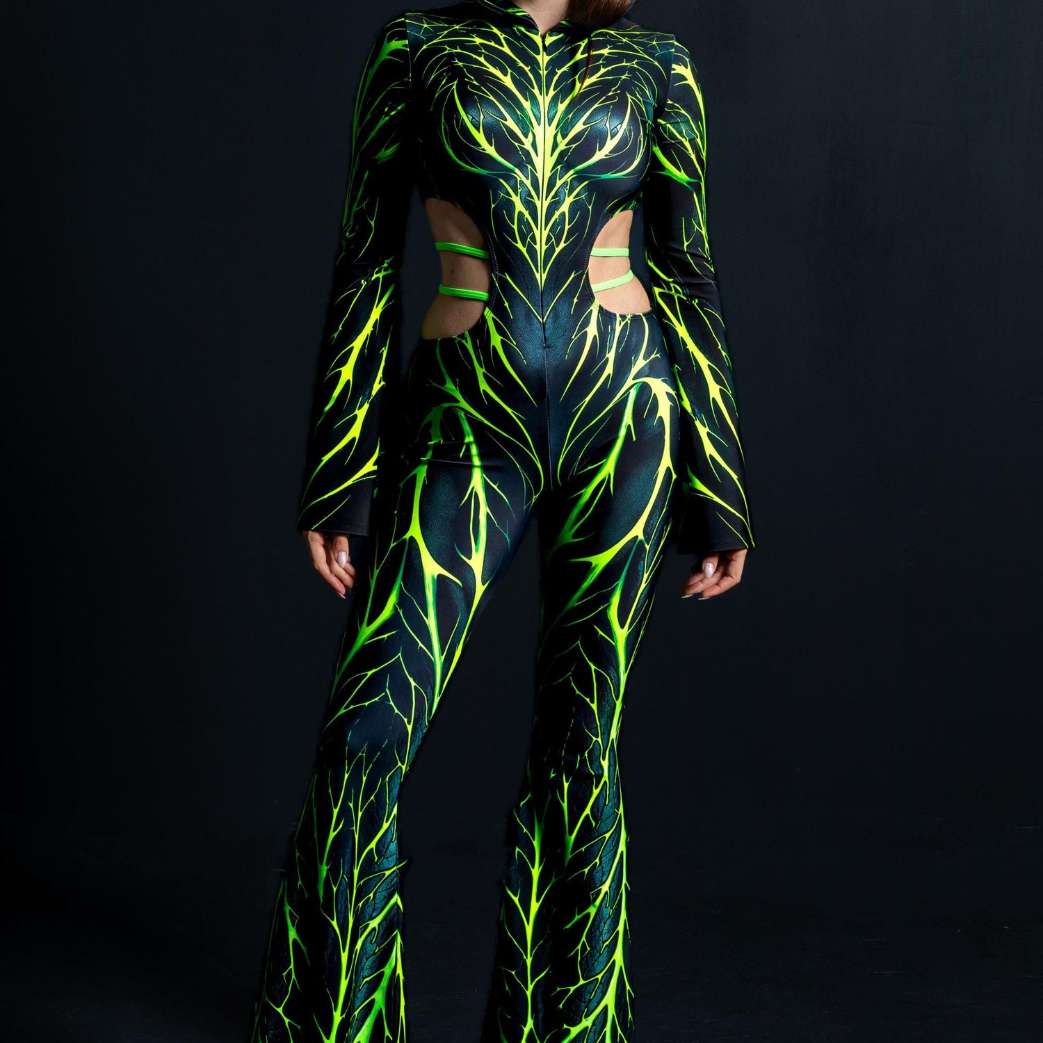 Demon Toxic Hooded Strap Costume Black, Green