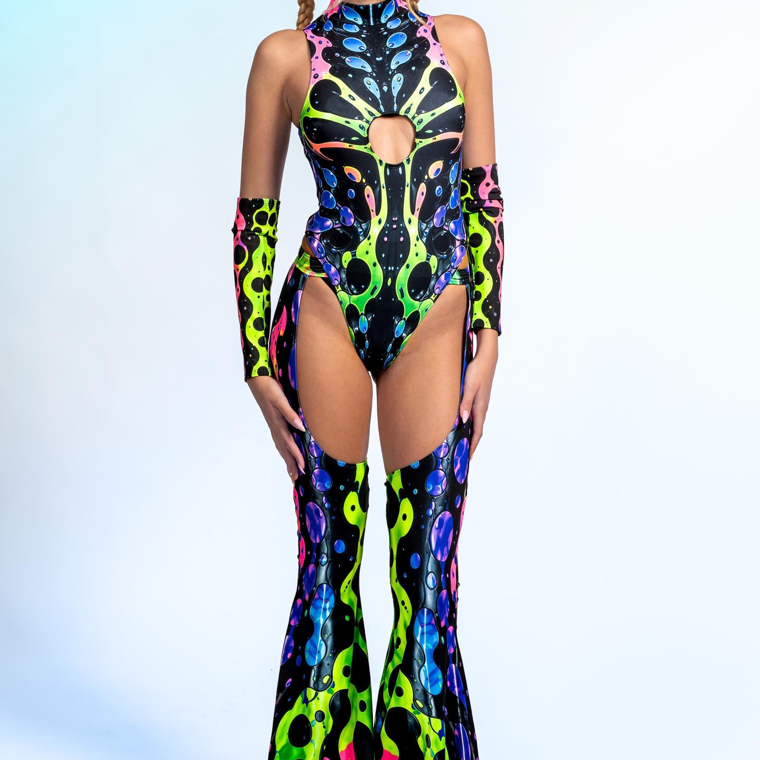 Toxic Core Sleeveless Bodysuit Black, Blue