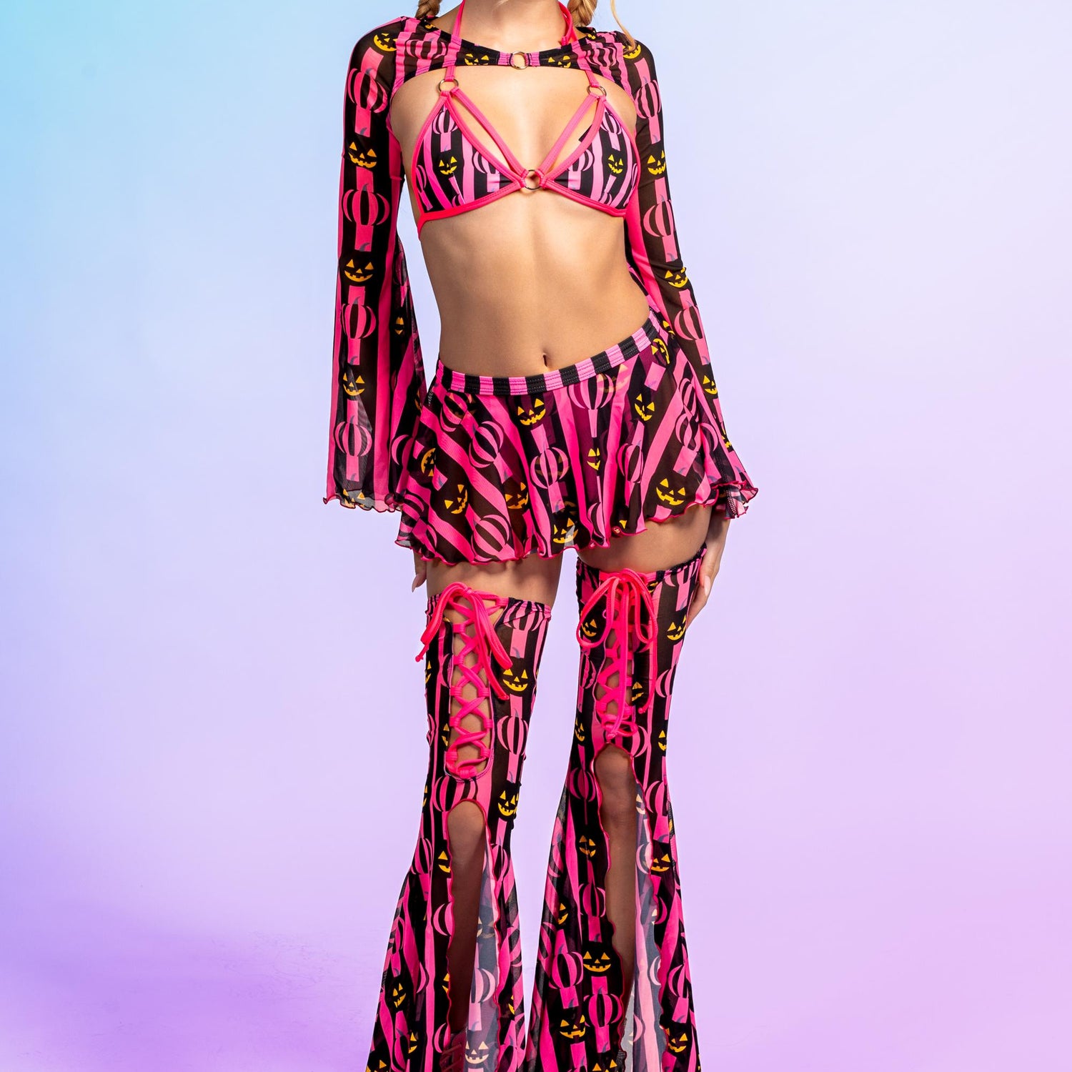 Pumpkin Spice Ring Triangle Top Lycra, UV Reactive