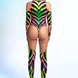 Abstract Species Cutout Chaps Bodysuit