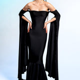 Dark Devotion Off Shoulder Gown Dress