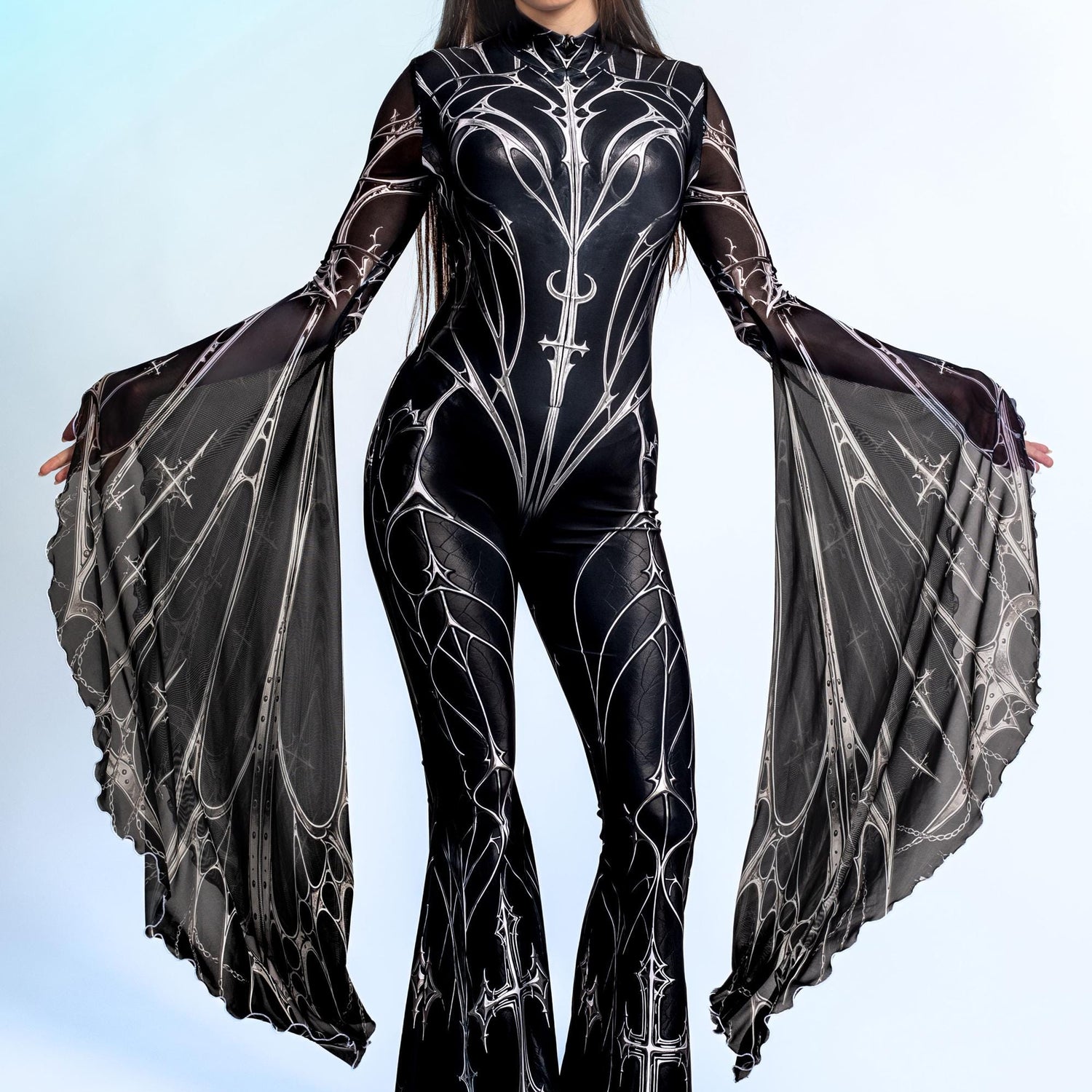 Dark Angel Fairy Open Back Costume Lycra, Mesh