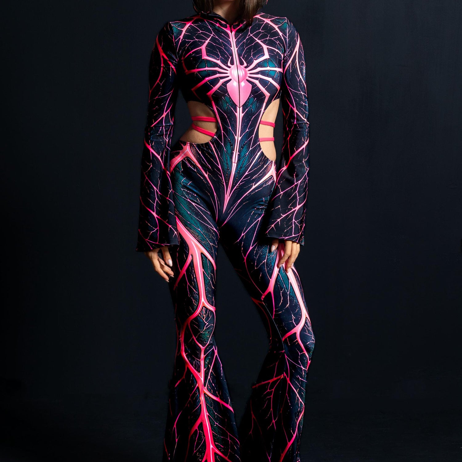 Sweet Venom Hooded Strap Costume Lycra, UV Reactive