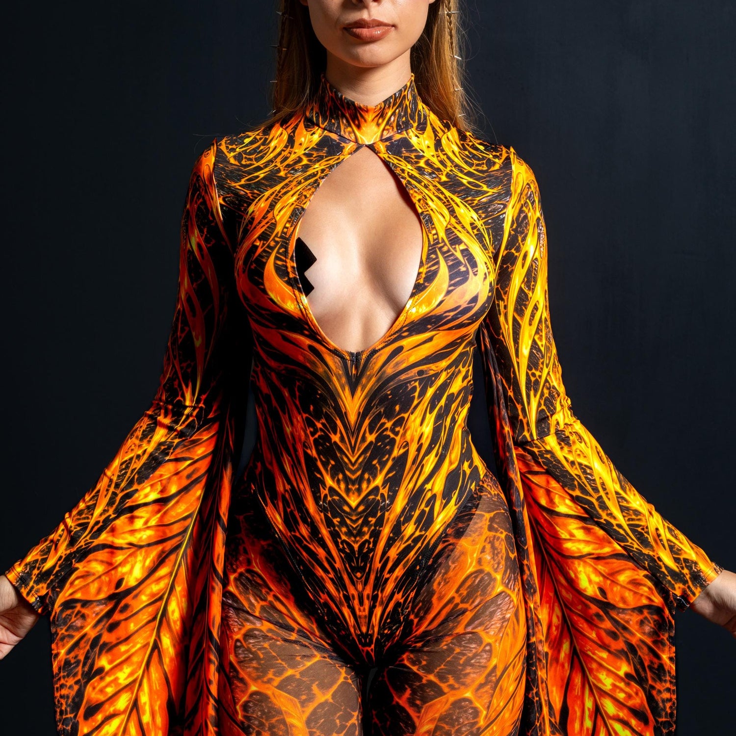 From the Ashes Winged Costume Lycra, Mesh, UV Reactive