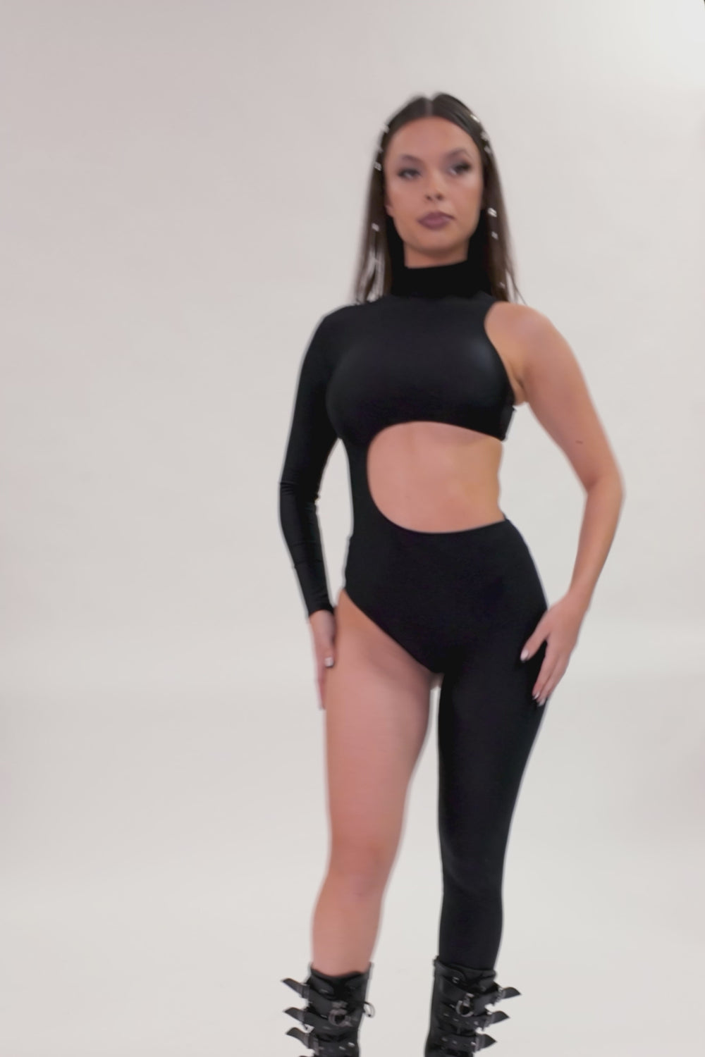 Just Black Asymmetrical Costume Lycra