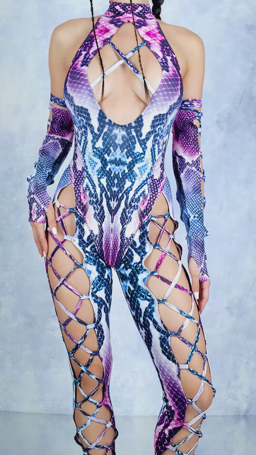 Purple Piton Criss-Cross Jumpsuit Set 6