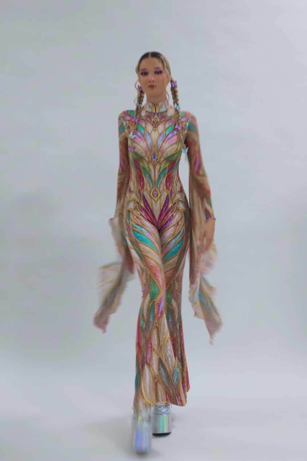 Heaven Sent Fairy Open Back Costume Lycra, Mesh
