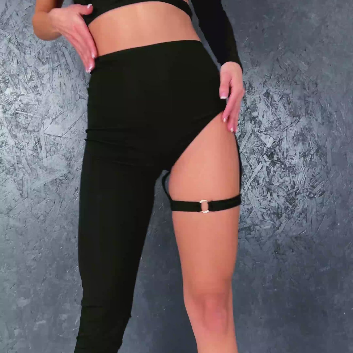 Women Just Black Asymmetrical Leggings