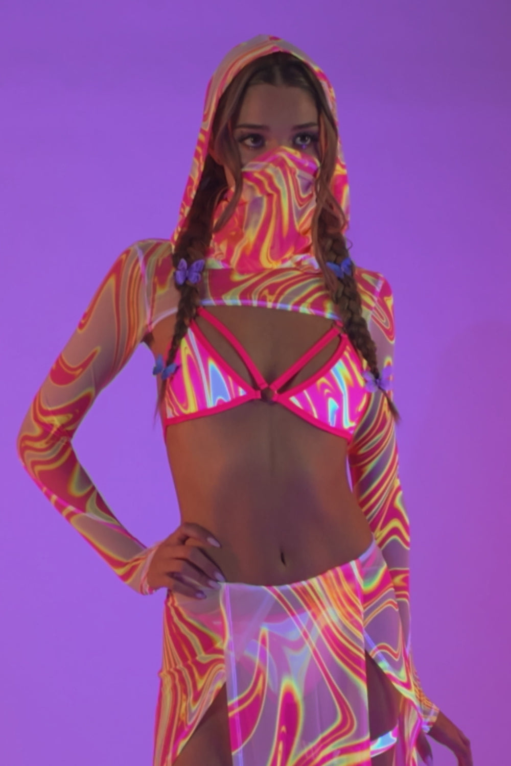 Pink Glaze Mesh Duster Skirt 12