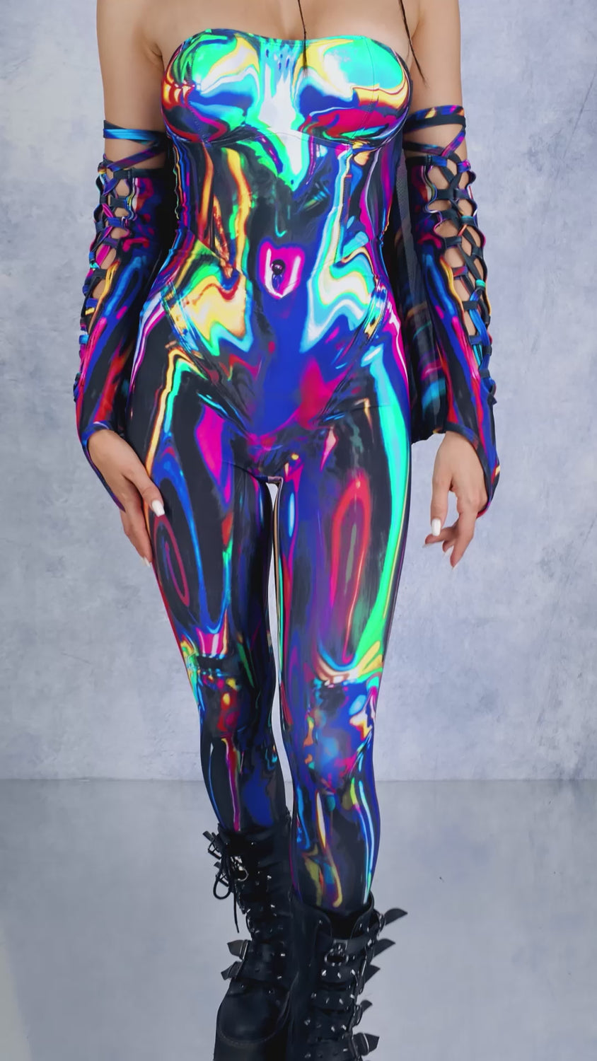 Cyber Chrome Delight Strapless Romper 7