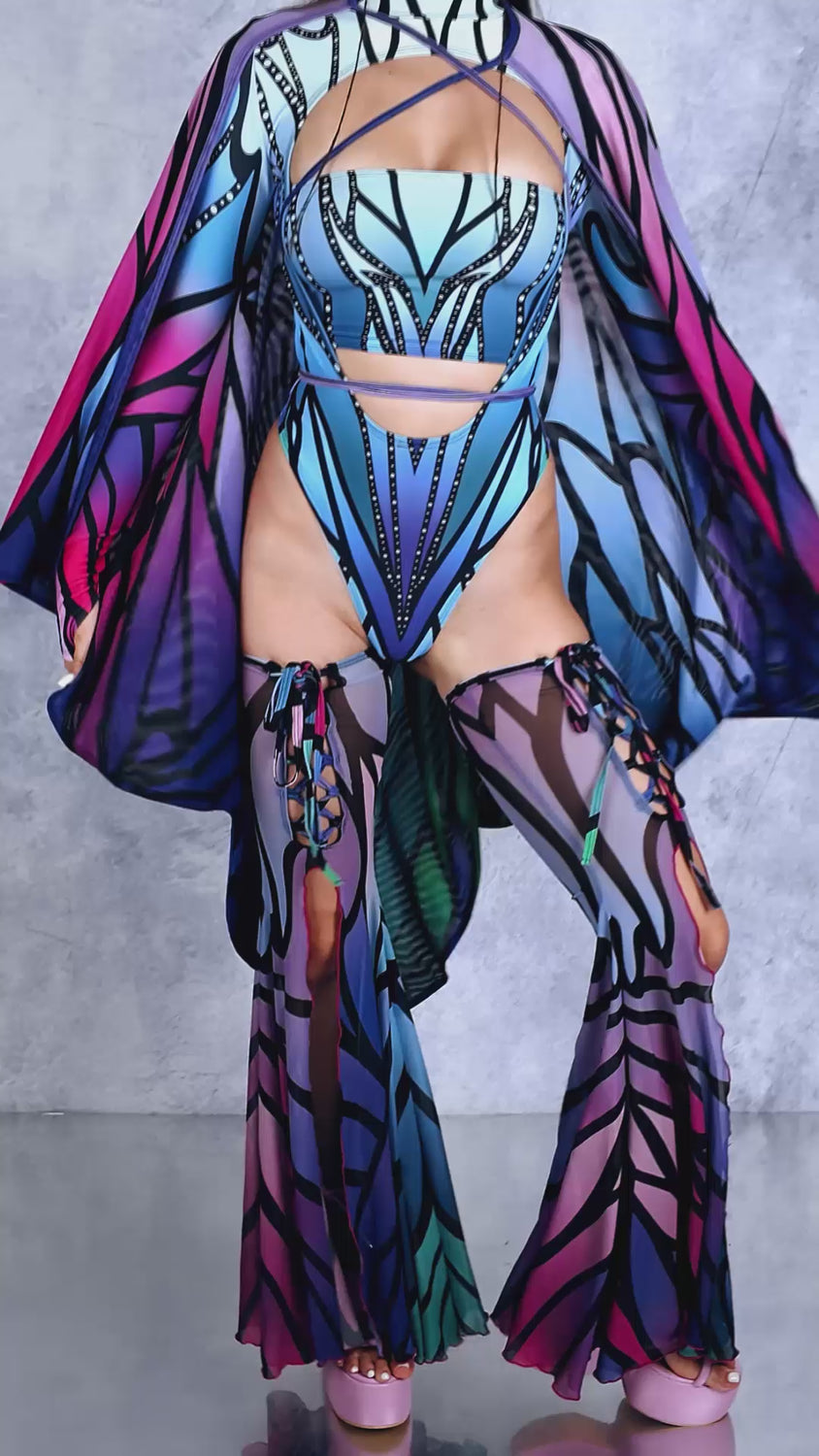 Azure Elemental Fairy Open-Heart Leotard 6