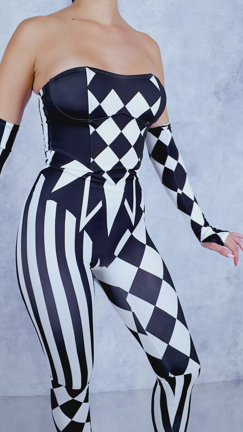 Women Dark Clown Strapless Romper