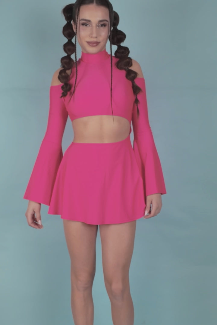 Women Cotton Candy Bell Sleeve Dress
