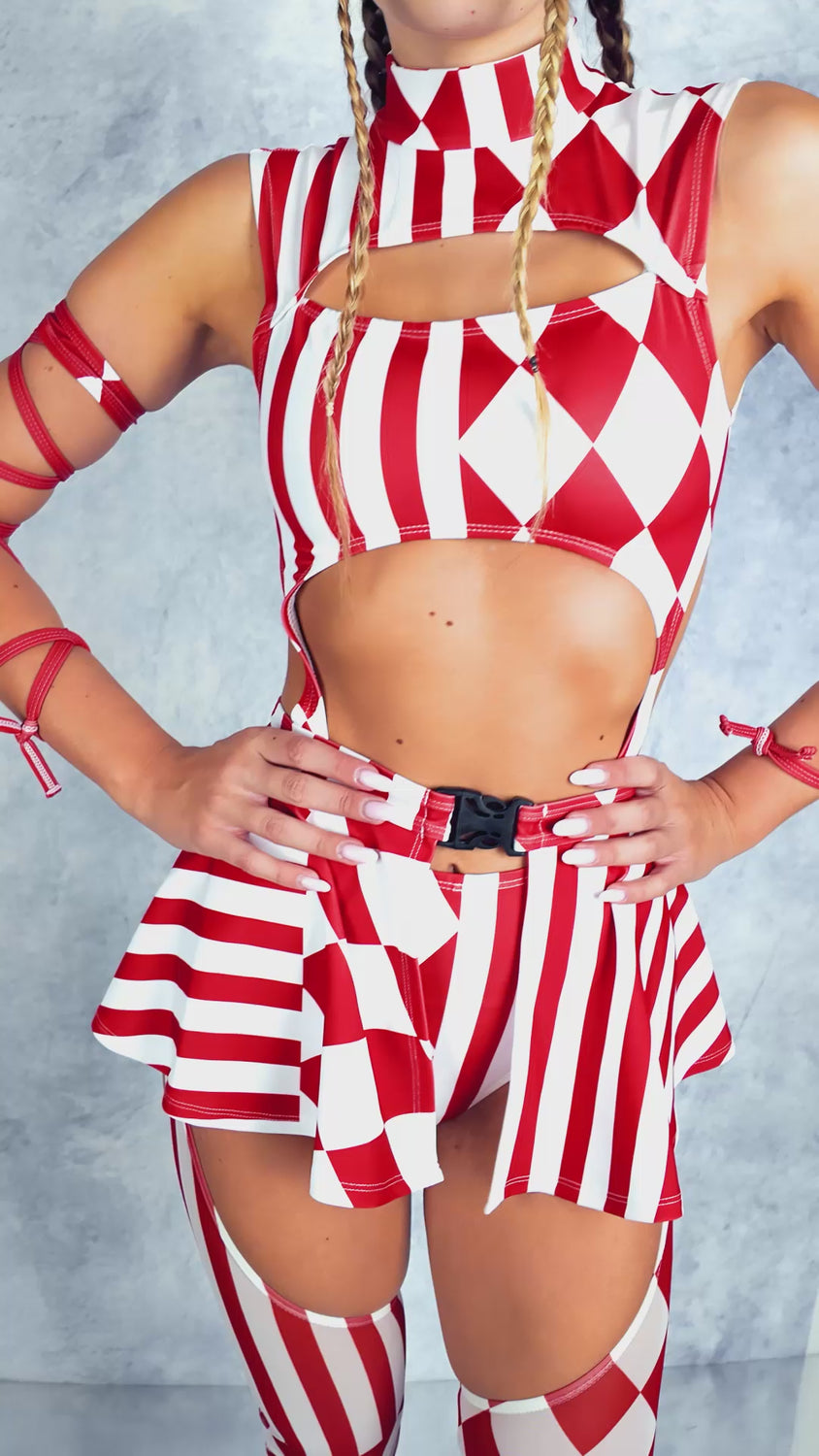 Red Clown Chaps Leotard Wraps Set 7