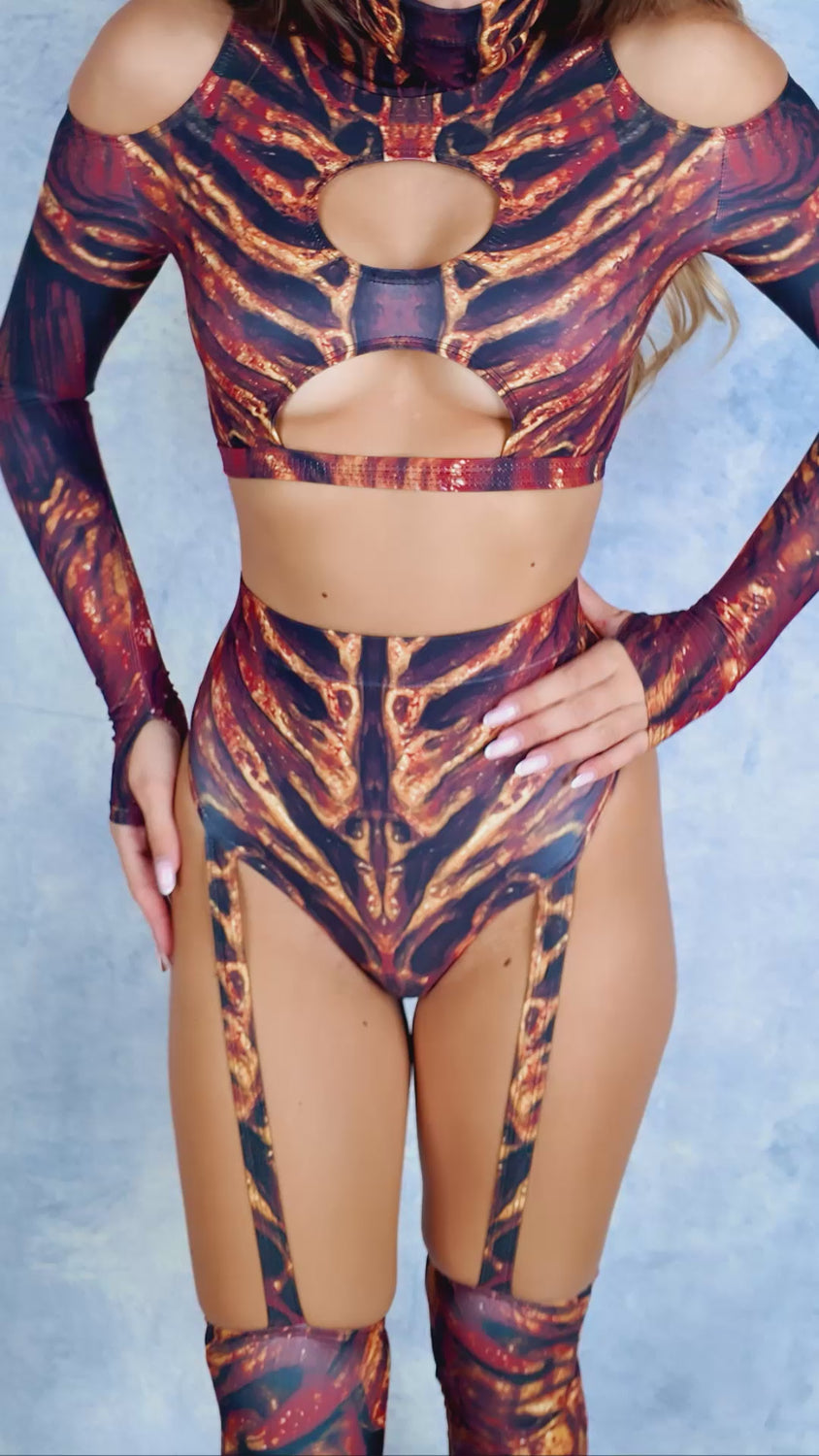 Women Blood Zombie Cold Shoulder Set