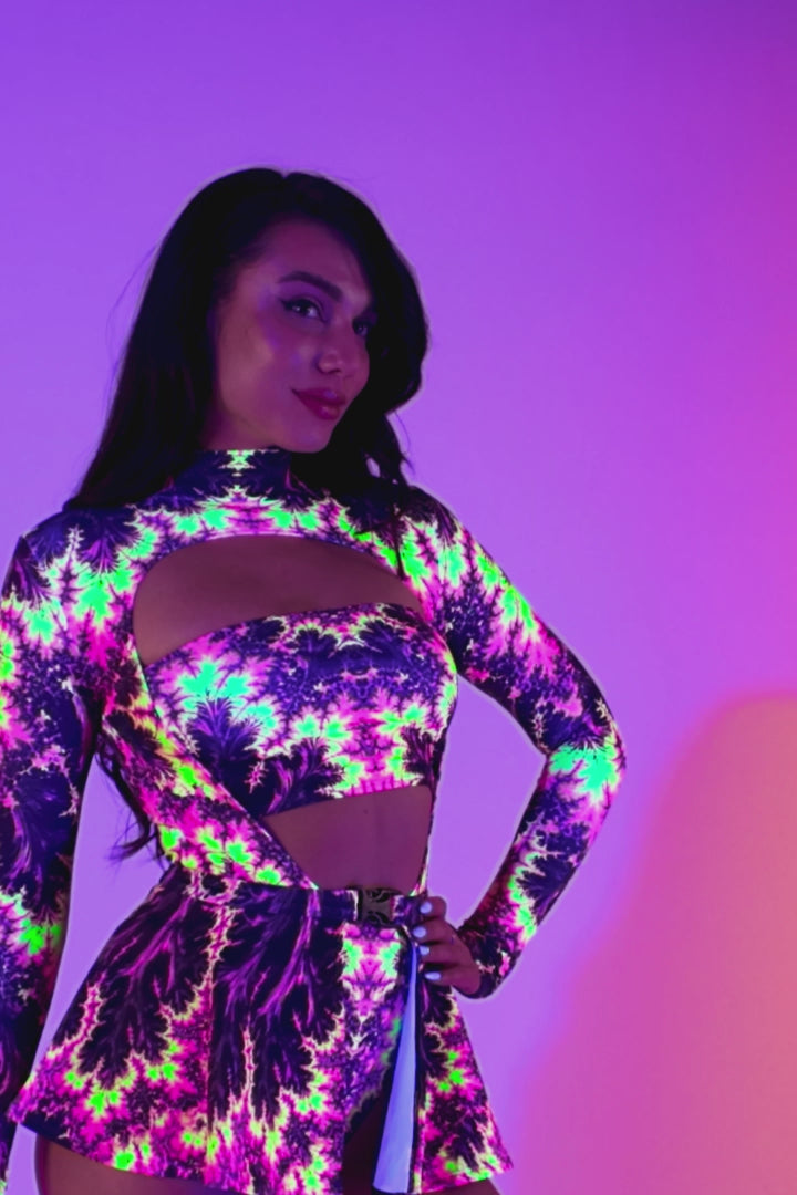 Neon Fractal Open-Heart Leotard 9