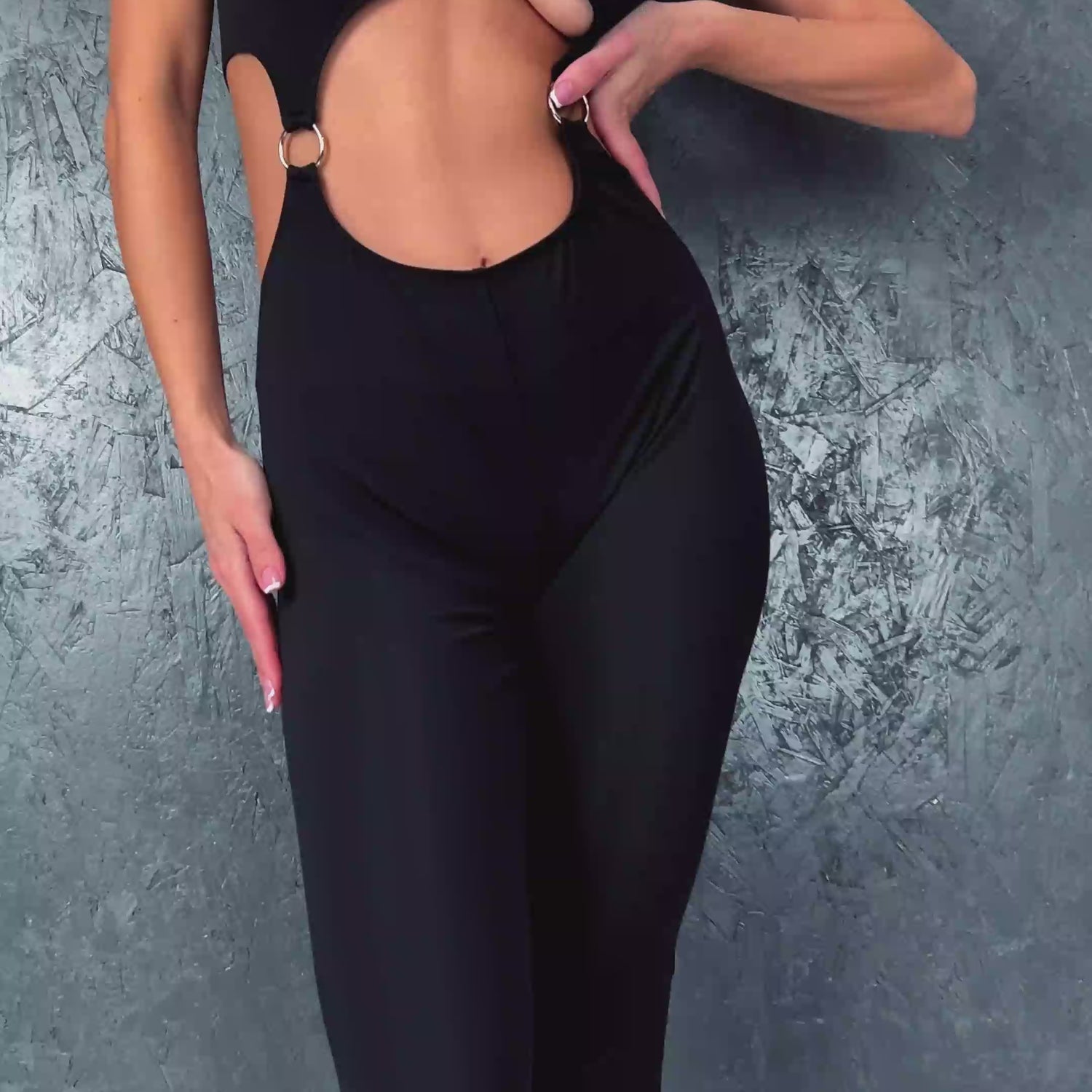 Women Just Black Harness Jumpsuit