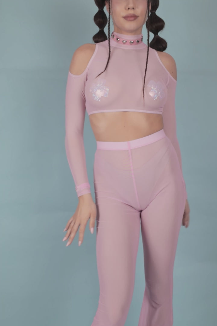 Cotton Candy Mesh Bell Bottom Pants 6