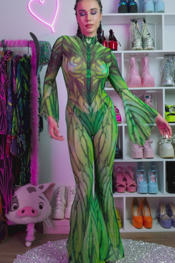 Women Cicada Flared Mesh Costume