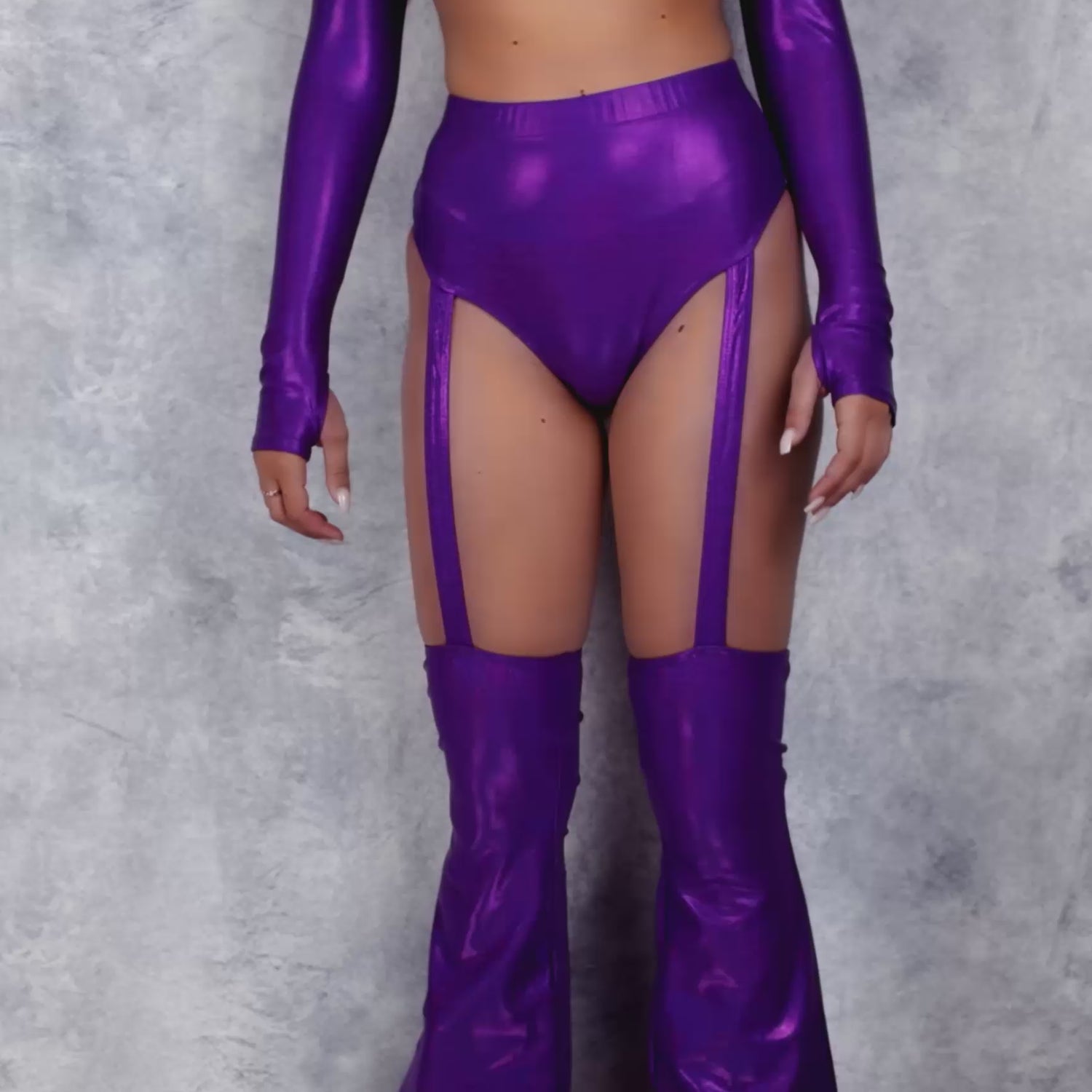 Women Luxe Violet Cold Shoulder Set