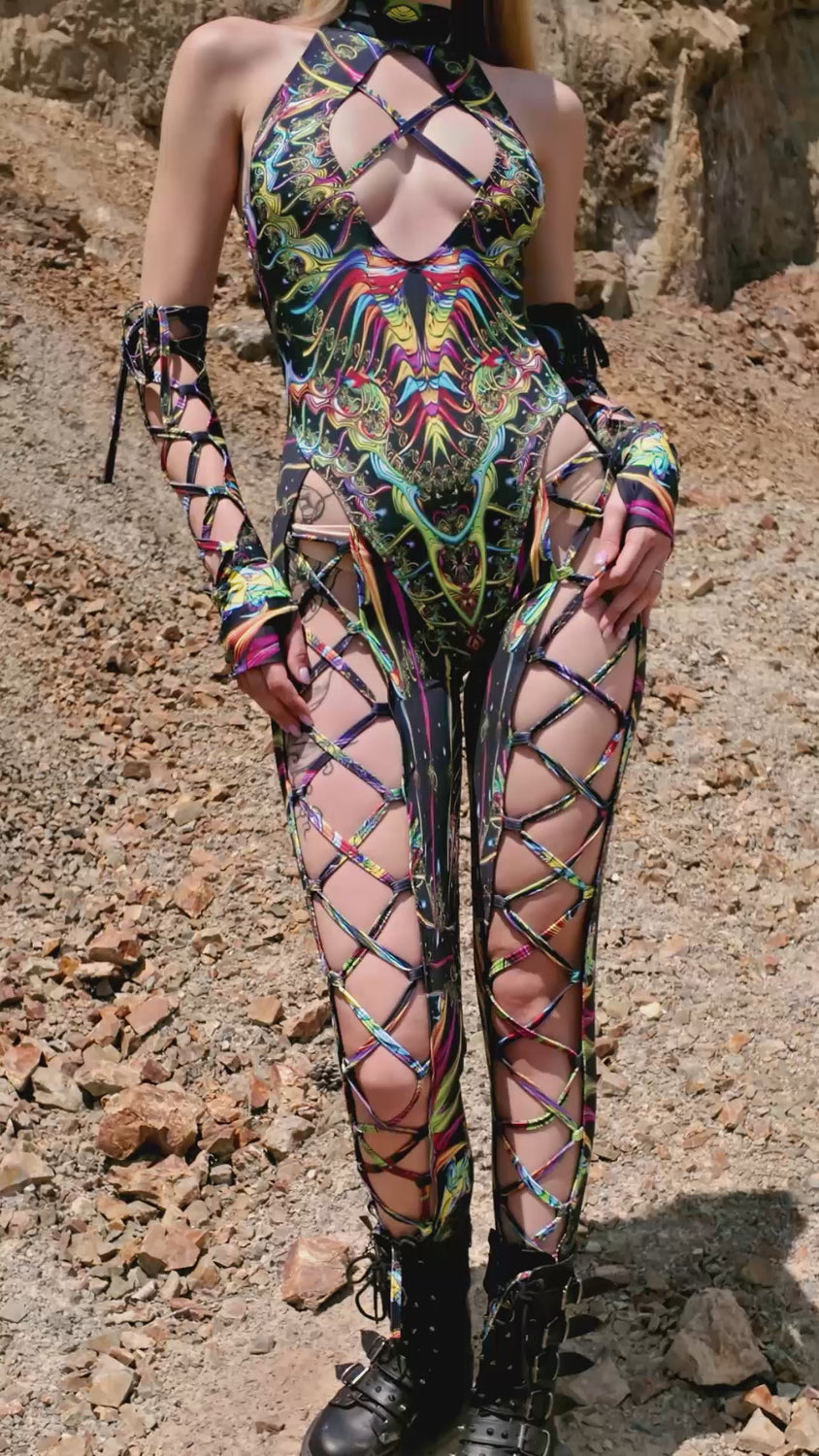 Women Dark Tendencies Criss-Cross Jumpsuit Set