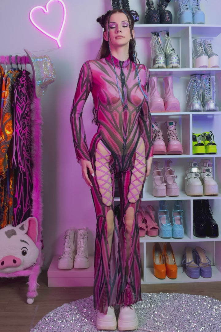 Women Candy Wrapper Criss-Cross Mesh Costume