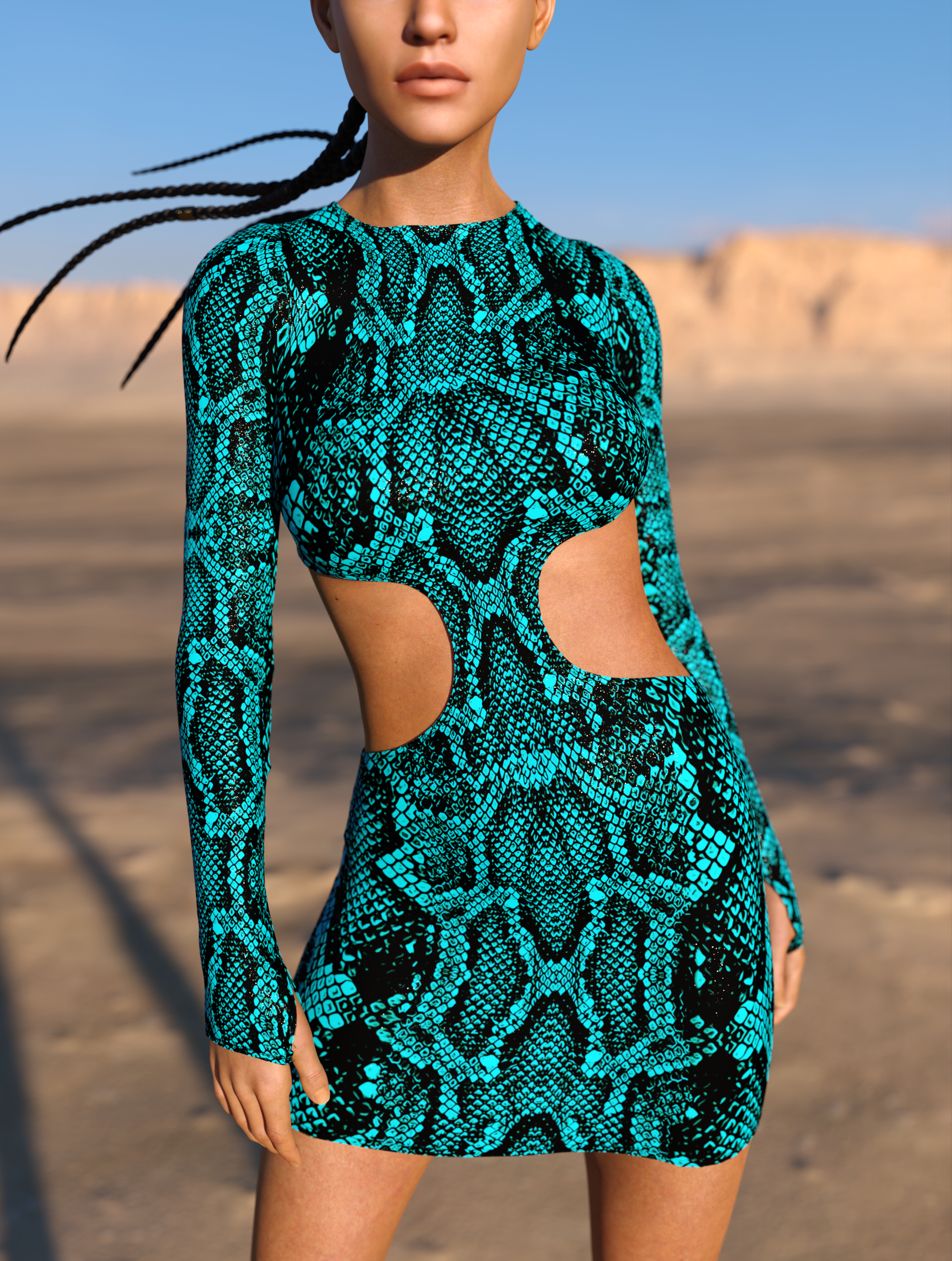 Blue Shananagans Side-Cutout Dress