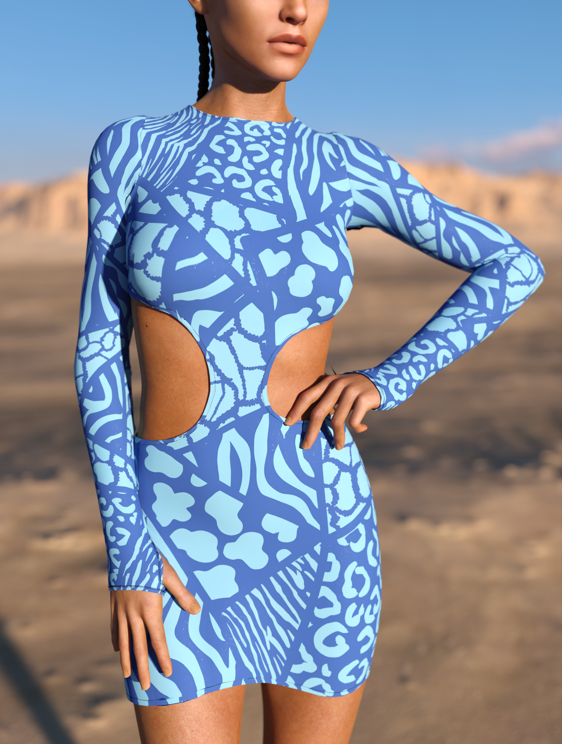 Blue Wilderness Side-Cutout Dress 1