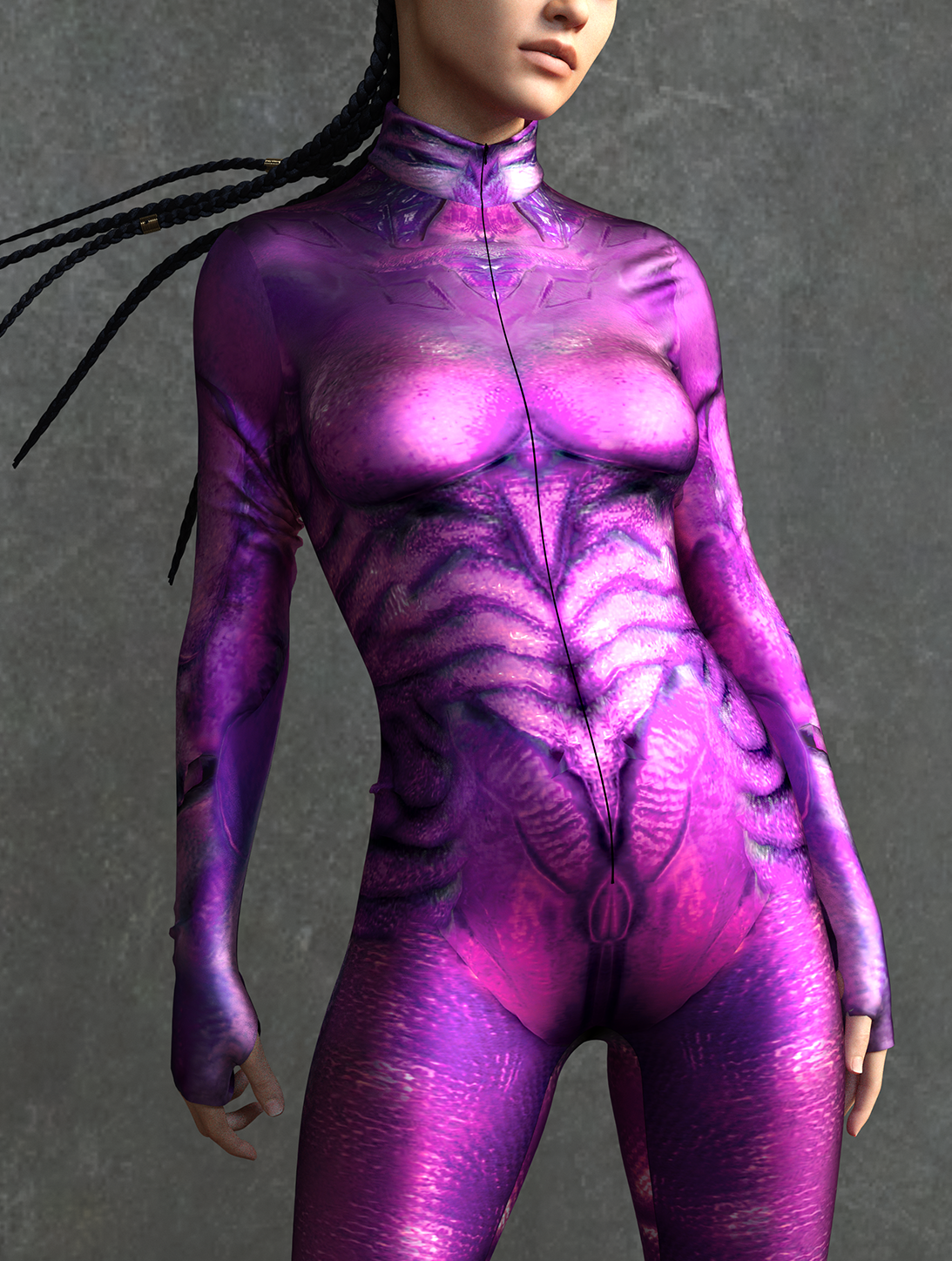 Purple Golden Alien Costume 1