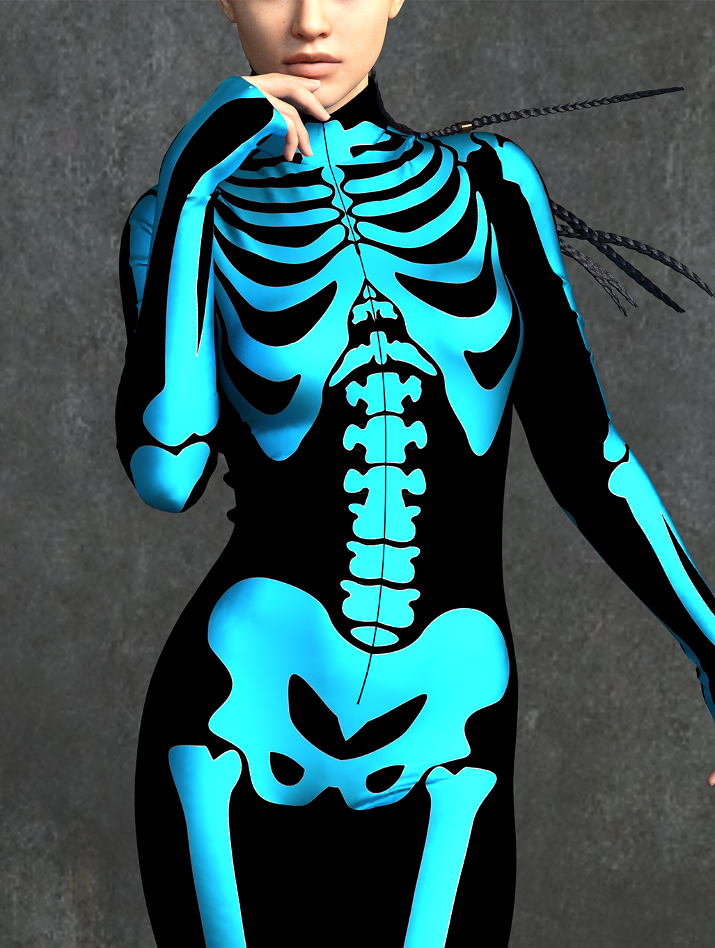 Blue Bossy Skeleton Costume 1