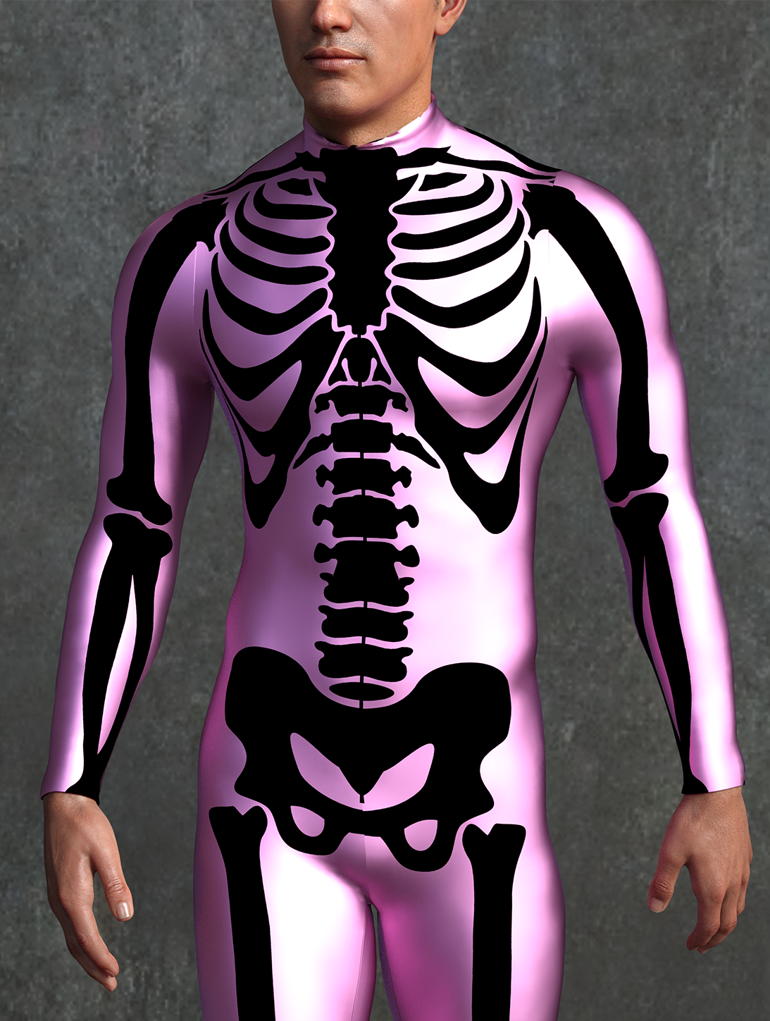 Pink n Black Bossy Skeleton Male Costume 1