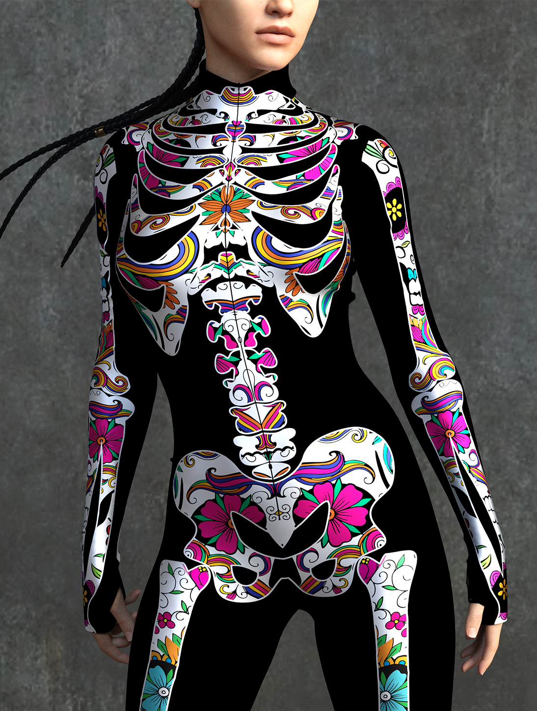 La Muerte Color Skeleton Costume 1