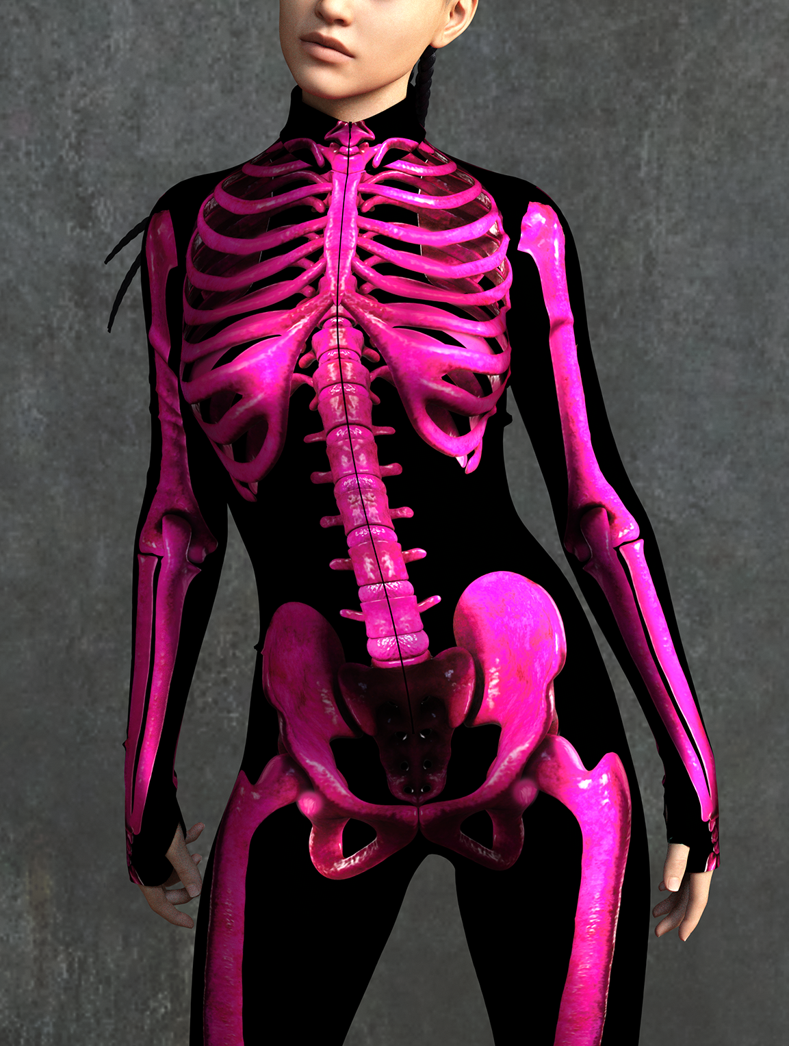 Magenta Candy Skeleton Costume 1