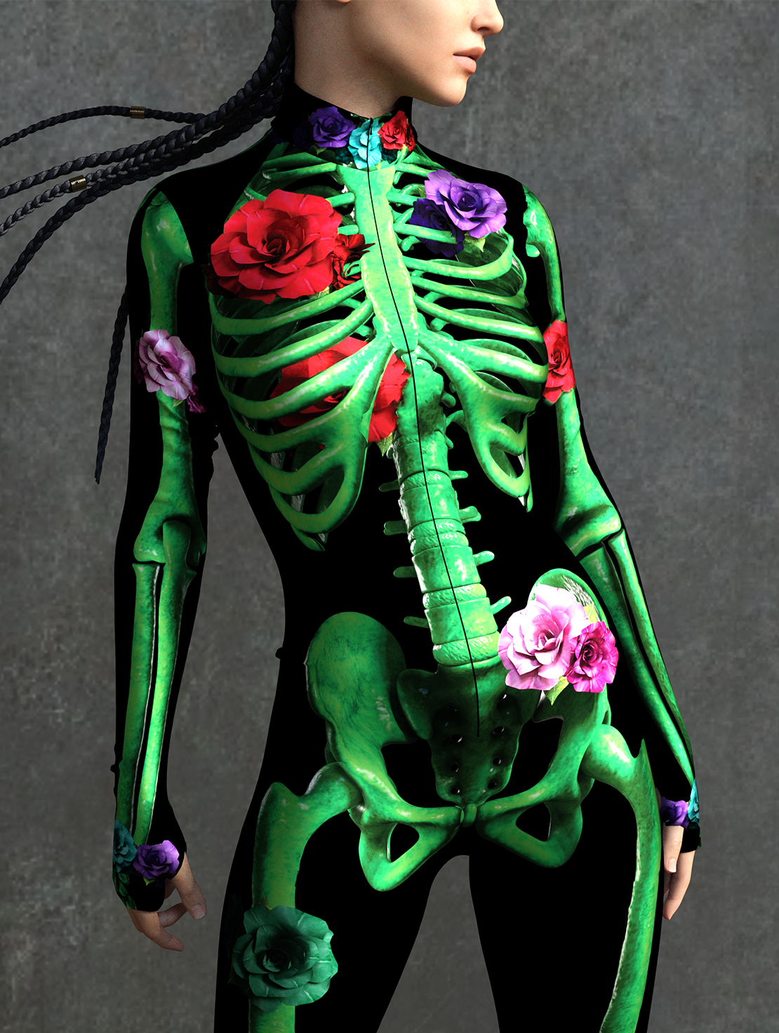 Green Flower Skeleton Costume 1