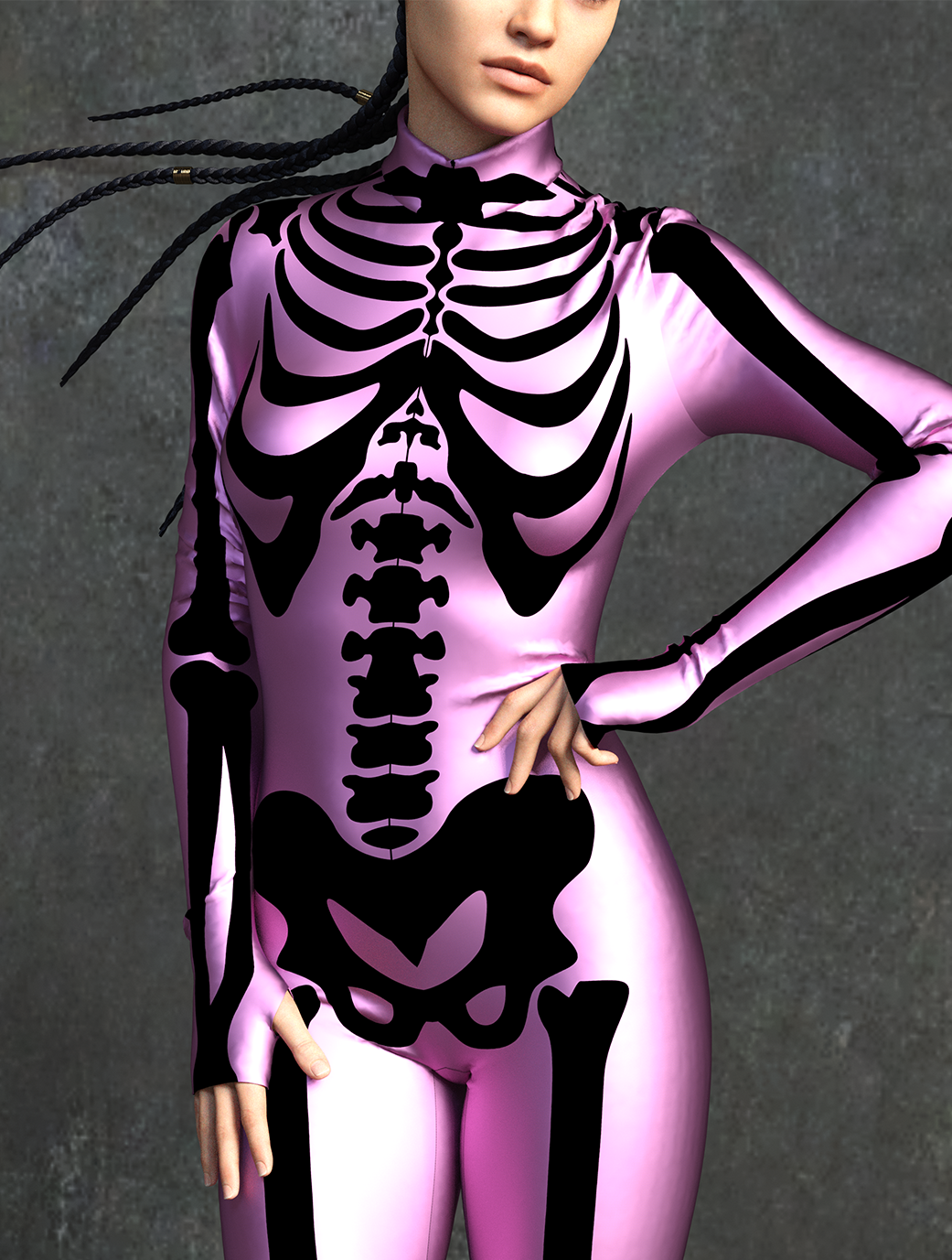 Pink n Black Bossy Skeleton Costume 1