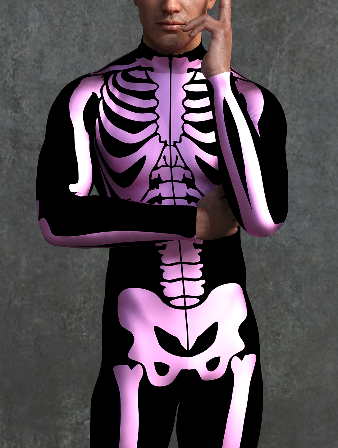 Pink Bossy Skeleton Male Costume 1