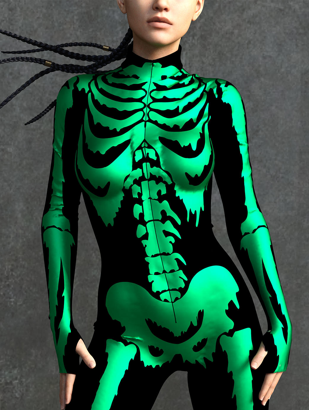 Green Goosebumps Skeleton Costume 1