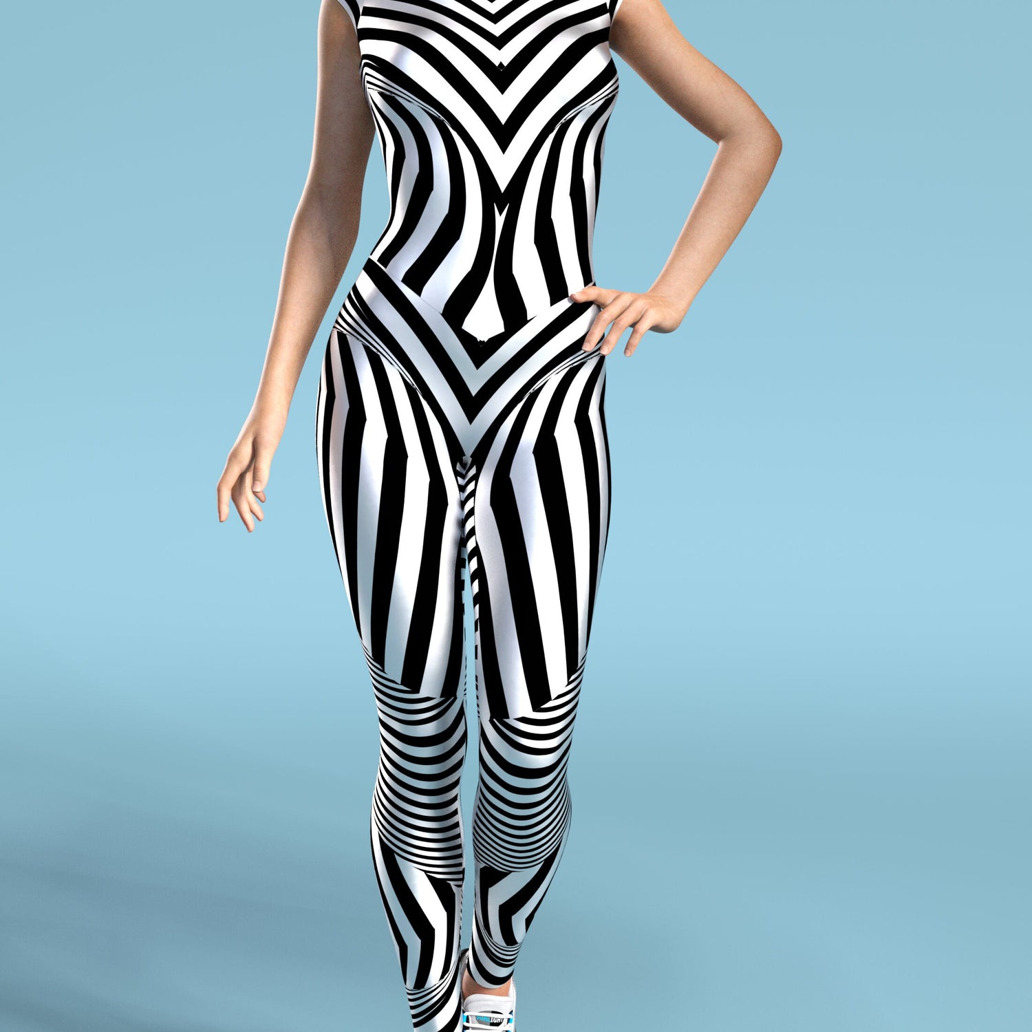 Alt Waves Catsuit Black, White