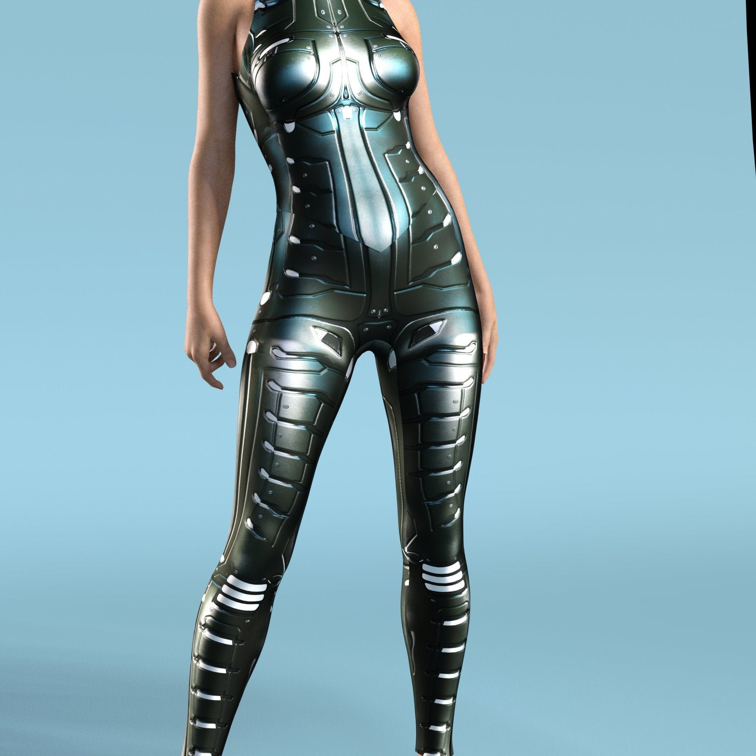 Invader Skin Grey Active Catsuit Black